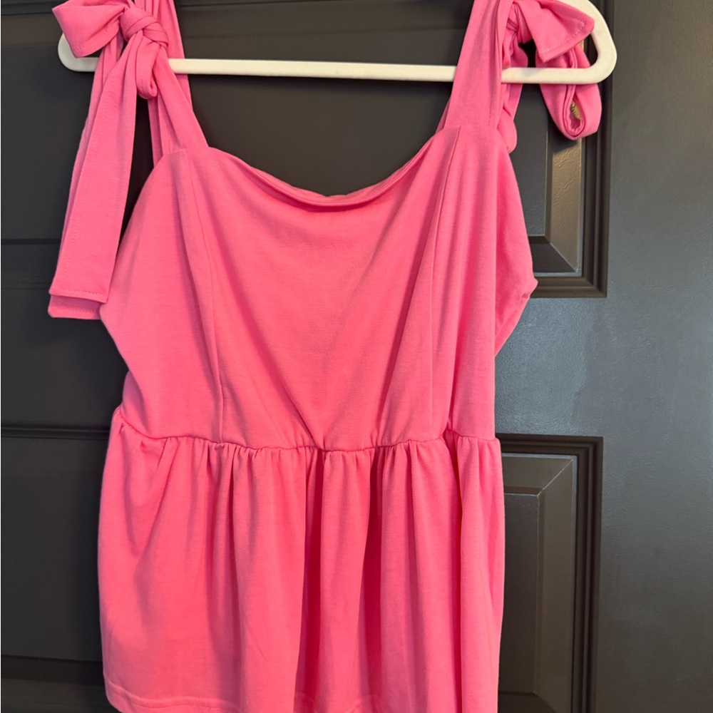Pink Sleeveless Top with Bow Straps